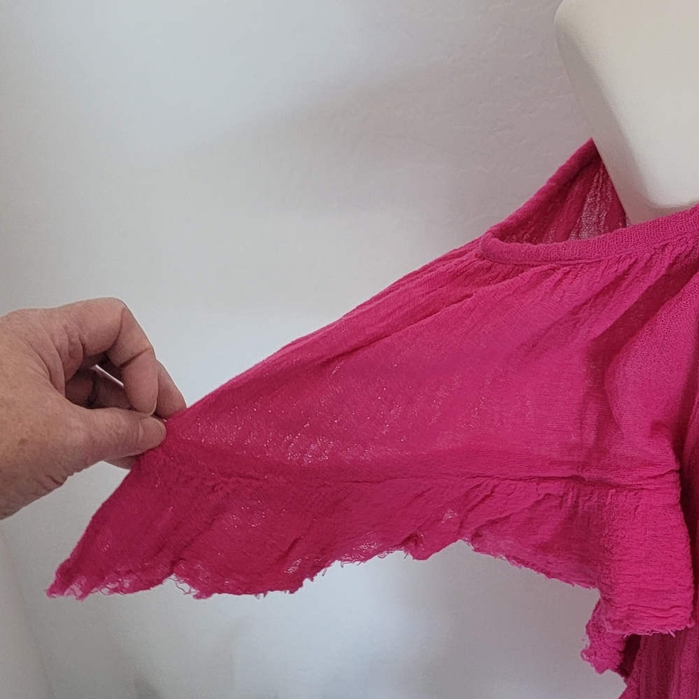 Jen's Pirate Booty Off Shoulder Poncho Style OS Pink Cotton - Picture 3 of 9